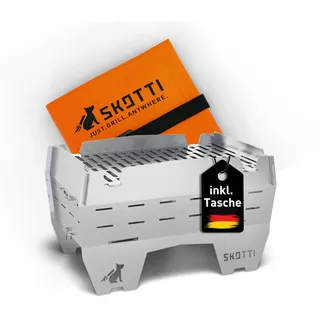 SKOTTI® Mini Holzkohlegrill - klappbarer Campinggrill und Hobo Kocher | Kompakter Campingkocher für Holz und Holzkohle - als Survival Kocher und Solo Camping Stove für Festivals und Outdoor nutzbar
