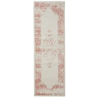 benuta Basic Teppich Sia - Creme/Rosa 80x240 cm - Kunstfaser - Läufer & im Style: Vintage, Boho-Style, Retro - Pflegeleicht für Wohnzimmer Schlafzimmer