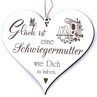 Dekolando Holz Schild Deko Herz - Glück ist eine Schwiegermutter wie Dich zu haben + Anhänger Beste Schwiegermutter der Welt - Schwiegermama Schwiegereltern