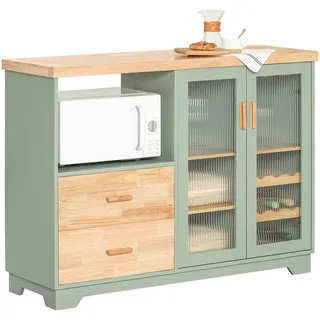 SoBuy Küchenschrank Grün , Holzwerkstoff, Holz, Glas , 120x90x40 cm , Küchen, Küchenmöbel, Küchenschränke, Geräteumbauschränke