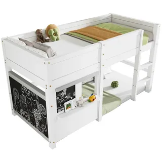 Flieks Etagenbett, Ablage, Graffitifähig, Weiß, 90x200cm , Holzwerkstoff , 90x200 cm , Babymöbel & Kindermöbel, Kinderzimmer & Jugendzimmer, Stockbetten