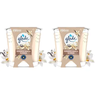 Glade Duftkerze, Romantic Vanilleblüte, angereichert mit ätherischen Ölen, vegan, 30-Stunden-Duft, 1 Kerze (Packung mit 2)