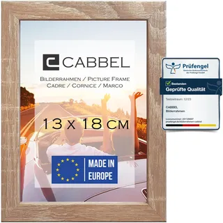 CABBEL Bilderrahmen 13x18 cm, Mokka, stabiles MDF-Holz Rahmen, bruchsicherem Plexi-Glas, zum Aufhängen & Aufstellen, ideal für Fotos/Bilder/Collage