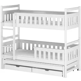 Kids Collective Etagenbett mit Ausziehbett 90 x 200 cm Kiefer massiv weiß