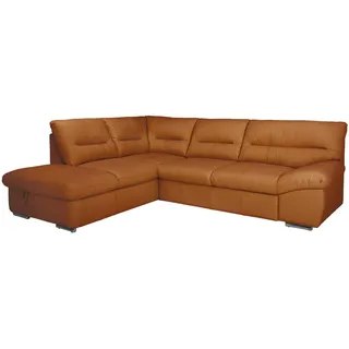 Livetastic Ecksofa , Cognac , Leder , Echtleder , Rindleder , Ottomane links, L-Form , 268x216 cm , Made in Eu , seitenverkehrt erhältlich, Schlafen auf Sitzhöhe, Rücken echt, Armteil rechts , Wohnzimmer, Sofas & Couches, Wohnlandschaften, Ecksofas mit Schlaffunktion