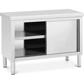 Royal Catering RCAT-120/50-WTP Arbeitsschrank Edelstahl 120 x 50 cm 390 kg Tragkraft Edelstahlschrank Edelstahl Arbeitsschrank