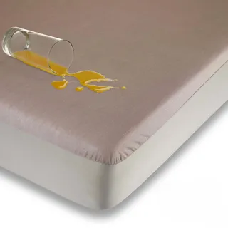 Traumhaft gut schlafen –  Wasserundurchlässiges Spannbettlaken für Kinder und Erwachsene - 70 cm x 140 cm/Taupe