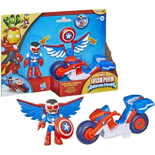 Marvel Iron Man und Seine fantastischen Freunde Captain America: Sam Wilson Super Bike Action-Figur (7,6 cm) & Spielzeug-Motorrad, Superhelden-Spielzeug, ab 3 Jahren