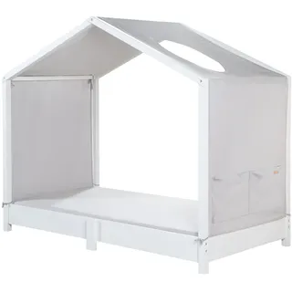 roba Bezug für Montessori Hausbetten 70 x 140 cm - Passendes Zubehör zum Umbau in Himmelbett - Inkl. 3 Aufbewahrungstaschen & Dachfenster - Hellgrau