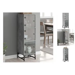 vidaXL Highboard mit Glastüren Betongrau 35x37x120 cm