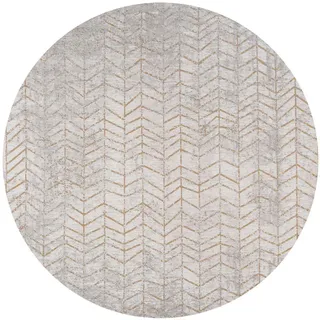 Louis De Poortere Teppich Central Yellow Mad Men Jacob's Ladder 240/240 cm , Beige , Textil , Beton Optik, Stein Optik, Holz Optik , Rund , 240x240 cm , Oeko-Tex® Standard 100 , antistatisch, pflegeleicht, rutschfeste Unterfläche, für Fußbodenheizung geeignet, UV-beständig, waschbar , Teppiche und Böden, Teppiche