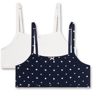 Sanetta Mädchen-Bustier (Doppelpack) Dunkelblau und Off-White | Bequemes und angenehmes Bustier für Mädchen aus Baumwoll-Mix. Inhalt: 2er Set Unterwäsche für Mädchen 176