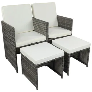 Ambia Garden Gartensessel-Set , Grau , Metall, Kunststoff, Textil , Füllung: Schaumstoff , 53x84x53 cm , UV-beständig, regenabweisend, abwischbar, geeignet für Balkon , Gartenmöbel, Loungemöbel