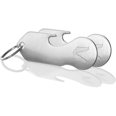 MAGATI Einkaufswagenlöser Schlüsselanhänger abziehbar multifunktional aus Edelstahl mit Schlüsselfundservice und Profiltiefenmesser 2er Set