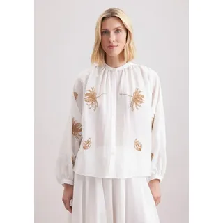 Seidensticker Klassische Bluse »Schwarze Rose« 1/1 Rundhals, Stickerei, beige