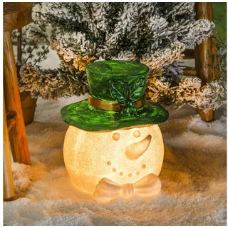 esotec Solarleuchte Schneemann Toni mit Hut Dekoleuchte 5500K wetterfest 102684 | Grün, Weiß