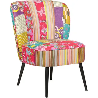 Beliani Sessel Patchwork mehrfarbig/schwarz Voss , Multicolor, Rot, Gelb, Lila, Schwarz , Textil , 60x76x52 cm , Wohnzimmer, Sessel, Polstersessel