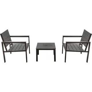 Set Kleiner Tisch 2 Stühle Garten Schwarz Wohnzimmer Externe Holz 993LI