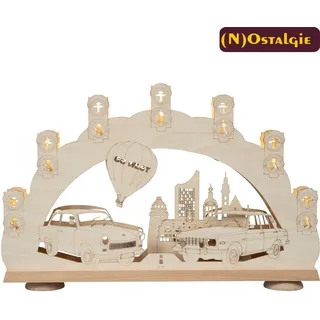 3D-Schwibbogen Trabant Wartburg 7-flammig elektrisch 52x32x4,5cm Ostfahrzeuge