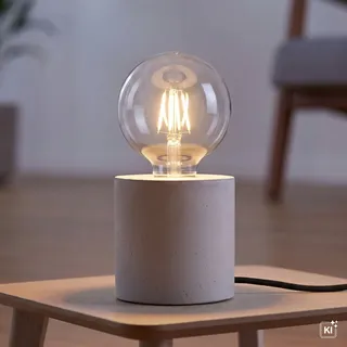 Kleine Tischlampe TIMANDRA Beton mit Schalter Ø10cm Modernes Wohnzimmer