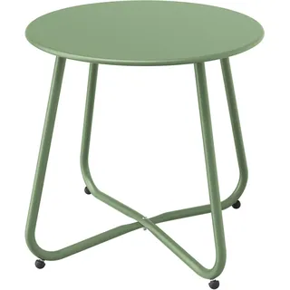 Beistelltisch Kaffeetisch Rund Garten Outdoor Salbeigrün - Grün