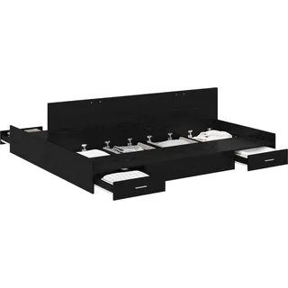 vidaXL Aufbewahrungsbettgestell Schwarz Eichen-Optik 180 x 200 cm - Schwarz