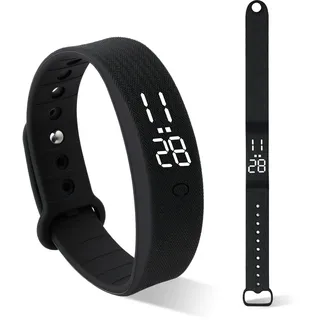 Kioylmo Vibrationswecker Armband mit LED-Display, Wecker Armband Vibration | Schlafmonitor, Schrittzähler, Alarmen und 25 Tagen Akkulaufzeit, Wasserdichtes USB-Aufladbare Sportuhr mit Timer