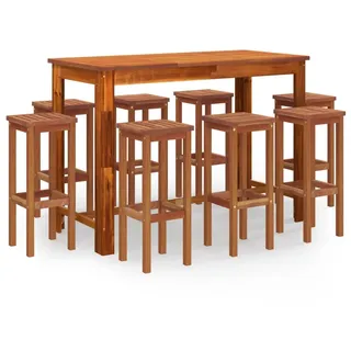vidaXL 9-tlg. Gartenbar-Set Massivholz Akazie - Braun