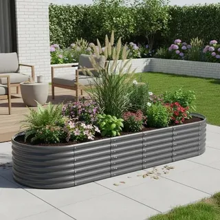 Hochbeet 120x60 cm - Pflanzkübel für Terrasse und Balkon - Verzinkter Stahlrahmen - Rost- und korrosionsbeständig - Langlebig