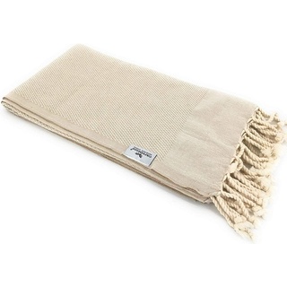 carenesse Hamamtuch Favo 90 x 170 cm beige I Hamam Handtuch 100% saugfähige Baumwolle mit feinem Pepita Hahnentritt Muster I Schnelltrocknendes Pestemal/Fouta I Hamam Strandtuch kleines Packmaß