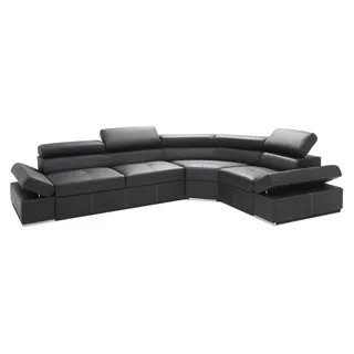 Ecksofa Moderne Sofa Eck Couch Garnitur Design Polster Wohnlandschaft 100% Leder - Schwarz