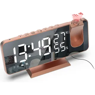 OKWISH digitaler Wecker mit Netzteil und extra – Musikwecker Reisewecker – Wecker Schlummerfunktion, LED-Anzeige, Temperaturwecker - Rosa