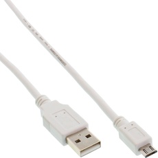 Bild von Micro-USB 2.0 Kabel, USB-A Stecker an Micro-B Stecker, weiß,
