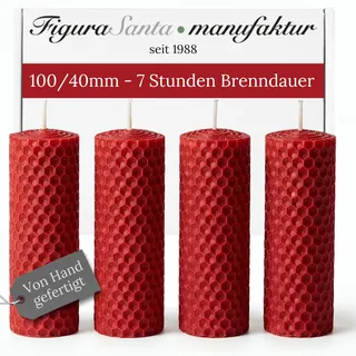 Bienenwachskerzen Adventskerzen 4er Set Kerzen Adventskranz Stumpenkerzen aus 100% Bienenwachs-Platten Weihnachtskerzen | Größe: 10x4 cm lange Brennndauer ca. 7 h