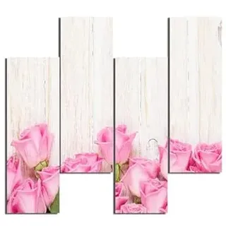 Homemania HM204PMDF205 Blumenbild mit Musik, 4 Stück, für Wohnzimmer, Schlafzimmer, Mehrfarbig, MDF, 76 x 0,3 x 50 cm