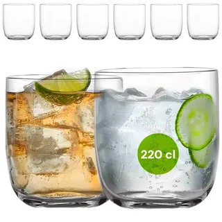 Avilia RCR Whisky- und Wassergläser, 270 cc, minimalistisches Design, transparent, 8 x 8 cm, 6 Stück, Durchsichtig