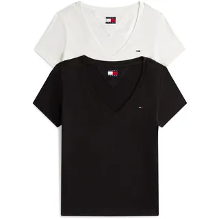 Tommy Hilfiger Tommy Jeans »TJW 2PACK V-NECK Tee Dw0dw21367 S/S T-Shirt Multi (Ecru/Black), M EU