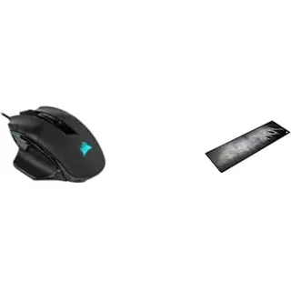 Corsair Nightsword RGB, Anpassbare Performance FPS/MOBA-Optisch-Gaming-Maus (18.000DPI Optisch Sensor) schwarz & MM300 Nicht Fransender Stoffoberfläche Größe XL Gaming-Mauspad