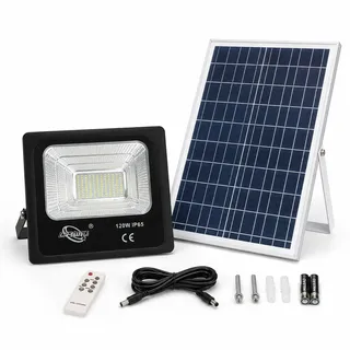 DRIWEI LED Solar Fackel 120W Solarpanel Mit Fernbedienung IP65 8400LM
