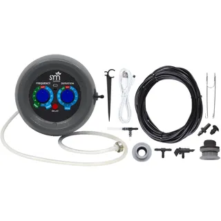 S&M 590146 – Automatisches Tropfbewässerungs-Set mit programmierbarer Steuereinheit, Ladekabel, 10 m PVC-Schlauch, 10 Tropfer, 10 Pfähle und anderem Zubehör | Einfach zu installieren und anpassbar