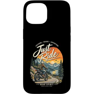Hülle für iPhone 15 Just Ride Vintage Adventure Motorrad Berg Design