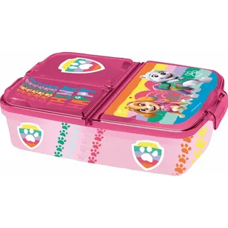 P:os 33429088 PAW Patrol - Brotdose für Kinder mit 3 Fächern, Lunchbox aus Kunststoff mit Clip-Verschlüssen, Vesperdose für Kindergarten, Schule und Freizeit