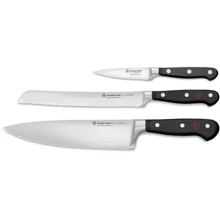 Wüsthof Classic Messersatz mit 3 Messern, Schwarz,silber