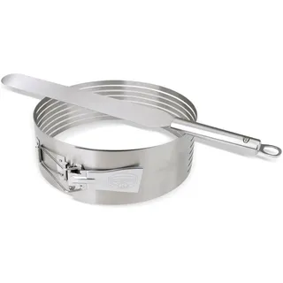 Dr. Oetker Tortenboden-Schneidhilfe Ø 26-28 mit Tortenmesser, hochwertiger Backhelfer zum Schneiden von Böden, gleichmäßige Tortenböden durch Führungsschienen, langlebiges Backzubehör