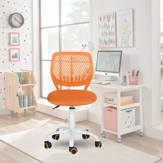 FurnitureR Bürostuhl, ergonomisch, drehbar, höhenverstellbar, für Computer, Rollen mit 5 Armen, Stühle und Hocker zu Hause, Arbeitssitz, Candy Orange