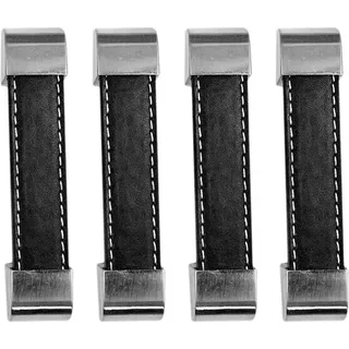 Set mit 4 schwarzen Ledergriffen (96 mm, Metallendstück)