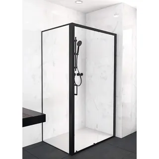 Aurlane Marwell Factory Komplettdusche mit Schiebetür 120 x 200 cm schwarz transparent, matt
