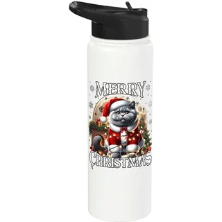 Britisch Kurzhaar Katze Weihnachten British Shorthair Cat Stainless Steel Insulated Water Bottle