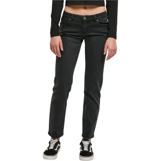 Urban Classics Damen Hose Ladies Low Waist Straight Denim Pants Black Washed 34