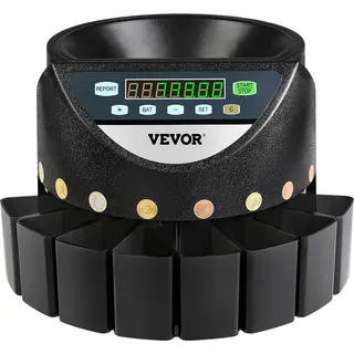 VEVOR Geldzählmaschine münzen 220 V, Kleingeld Sortierer 300 Münzen pro Min, Geldsortierer münzen 700 Münzen Kapazität, Münzzähler Euro Münzzählermaschine mit 8 Auffangboxen, Geldzähler, für U-Bahnen